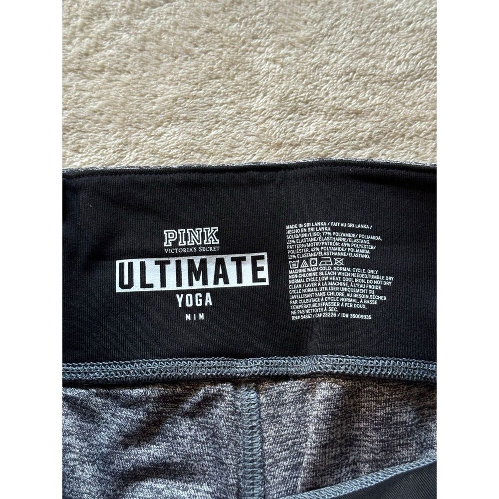 Victorias Secret PINK Ultimate Yoga Pants Gray Black‎ Workout Leggings Size M - Picture 4 of 11